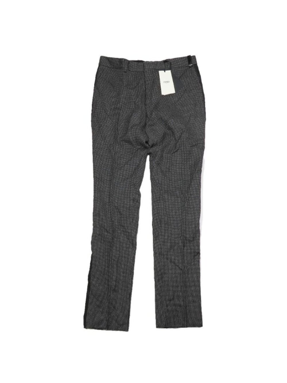 Fendi Pants Trousers Side Line No Tuck Wool 50 Black